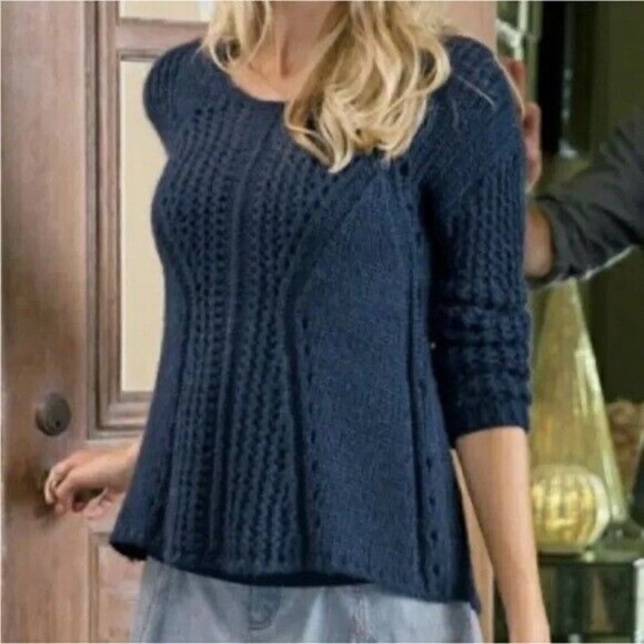 Soft Surroundings Navy Blue Lotta Mohair Blend Sweater - Picture 3 of 6